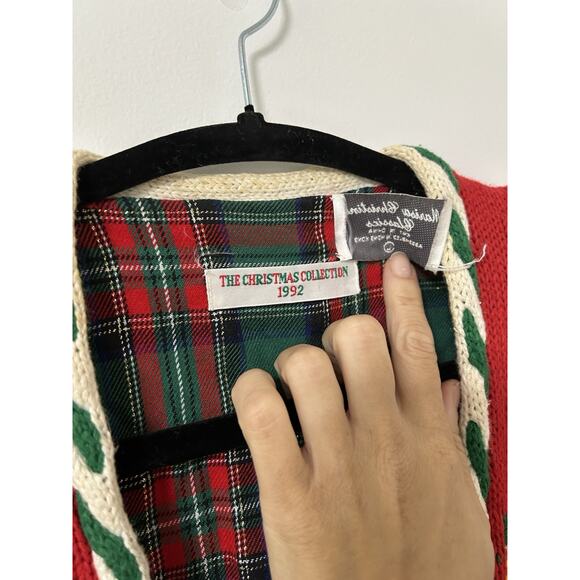 Vintage Christmas Cardigan Sweater Size L Marisa Christina Bead Embroidered Bear - Picture 5 of 12